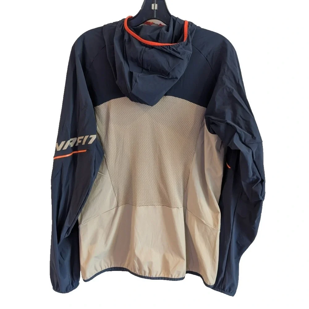 Men's Two-Tone Hooded Windbreaker Jacket - Beige & Navy